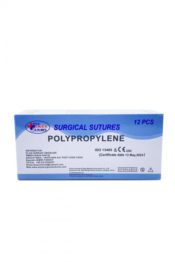 Emilemeyen POLYPROPYLENE İPLİK USP 4/0 20 MM KESKİN 3/8 75 CM 12li Paket - 2
