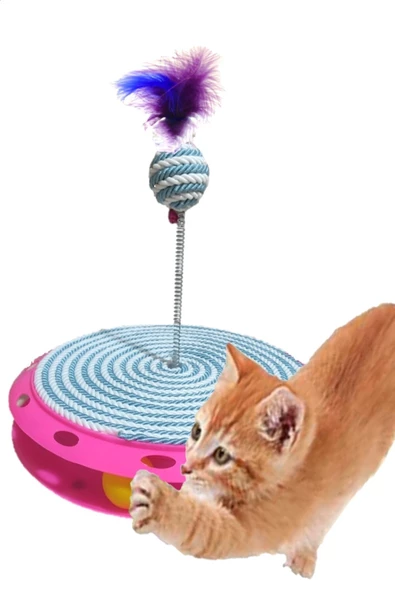 TEK katlı eğlenceli kedi oyuncağı ve tırmalama TURKUAZ - 2