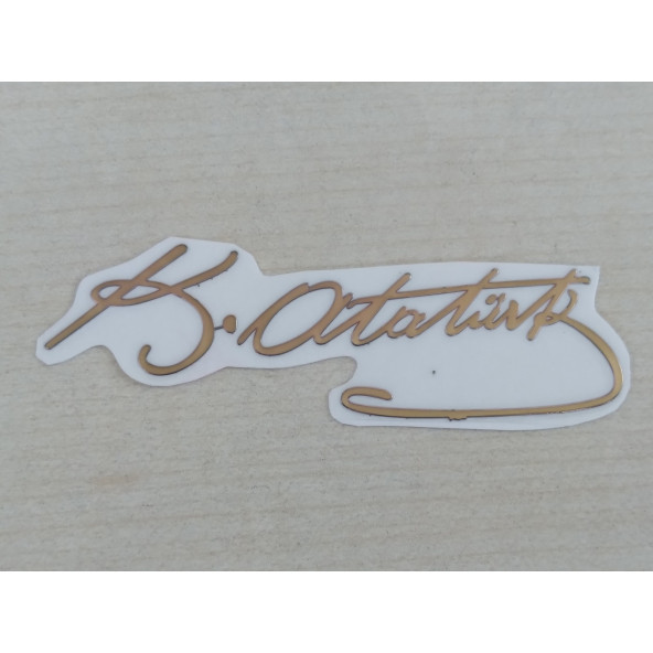 K. ATATÜRK STİCKER GOLD 7x2cm METALİK ATATÜRK İMZASI STİCKER, ATATÜRK ETİKETİ, ATATÜRK ÇIKARTMASI - 2