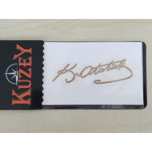 K. ATATÜRK STİCKER GOLD 7x2cm METALİK ATATÜRK İMZASI STİCKER, ATATÜRK ETİKETİ, ATATÜRK ÇIKARTMASI - 3
