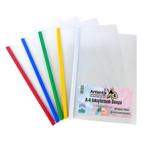 A-4 5Lİ Yandan Sürgülü Sıkıştırmalı Dosya 1 Paket Artlantis A4 5 Renk Sıkıştırmalı Dosya 1 Paket