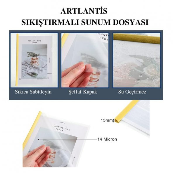 A-4 5Lİ Yandan Sürgülü Sıkıştırmalı Dosya 1 Paket Artlantis A4 5 Renk Sıkıştırmalı Dosya 1 Paket - 6