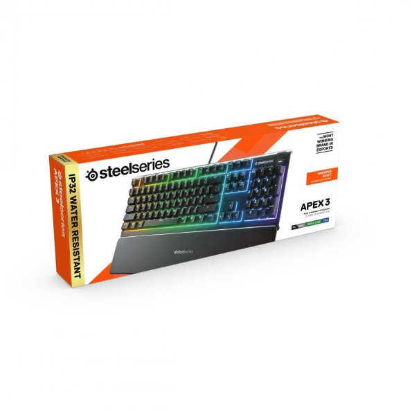 SteelSeries Apex 3 Kablolu IP32 Suya Dayanıklı RGB Aydınlatmalı Gaming Türkçe Klavye - 9