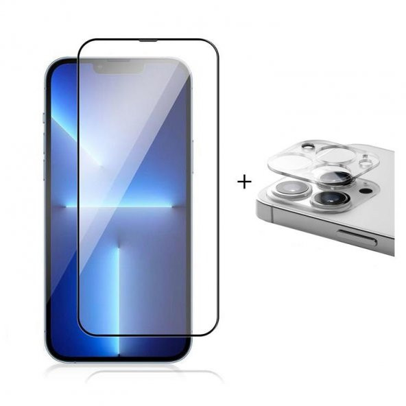 Vendas iPhone 13 Pro Full Glass Anti-Dust Ahize korumalı Cam Ekran Koruyucu + Kamera Lens Koruyucu