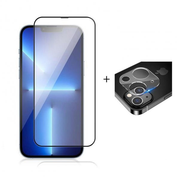 Vendas iPhone 13 Mini Full Glass Anti-Dust Ahize korumalı Cam Ekran Koruyucu + Kamera Lens Koruyucu