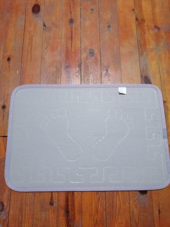 Kaymaz tabanlı Banyo paspasi ayak izli açık gri 40 x 60 cm - 2