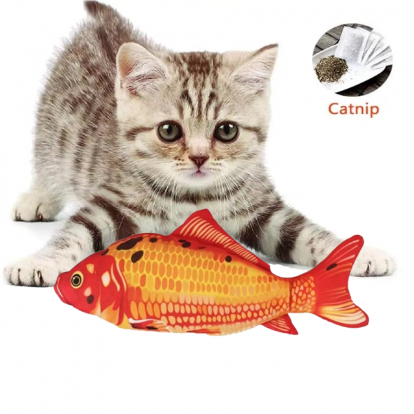 TİNEKE Peluş Kedi Oyuncağı Balık Kedi Nanesi Otlu Çıngıraklı 1 Adet Kırmızı Balık