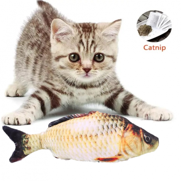 TİNEKE Peluş Kedi Oyuncağı Balık Kedi Nanesi Otlu Çıngıraklı 1 Adet Sazan