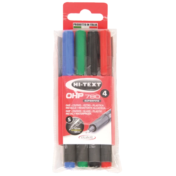Hi-Text Asetat Kalemi Permanent S Seri 4 Renk 780S4PVC - 2