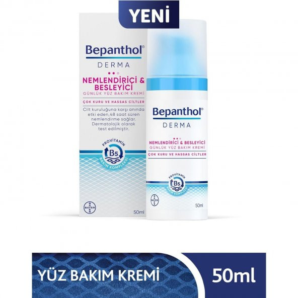 Bepanthol Derma Nemlendirici ve Besleyici Günlük Yüz Bakım Çok Kuru ve Hassas Ciltler 50 ml