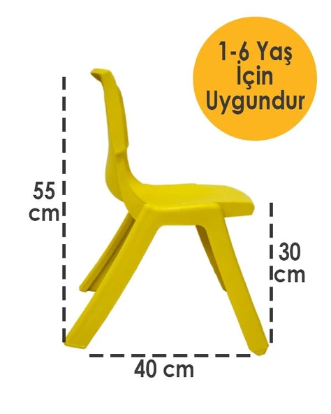 Sarı Kırılmaz Çocuk Sandalyesi - Kreş ve Anaokulu Sandalyesi - 2