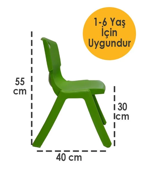 Yeşil Kırılmaz Çocuk Sandalyesi - Kreş ve Anaokulu Sandalyesi - 2