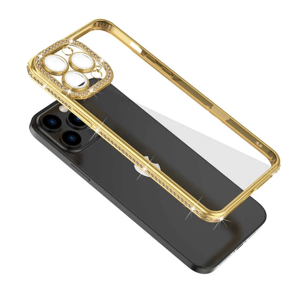 Vendas iPhone 13 Pro Mina Serisi Kamera Korumalı Moda Taşlı Fashion Tarz Silikon Kılıf - 10