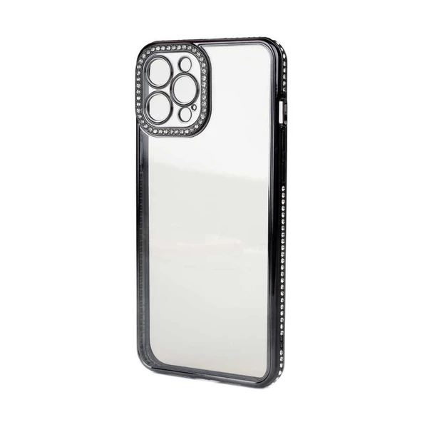 Vendas iPhone 12 Pro Max Mina Serisi Kamera Korumalı Moda Taşlı Fashion Tarz Silikon Kılıf