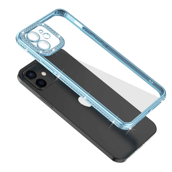Vendas iPhone 11 Mina Serisi Kamera Korumalı Moda Taşlı Fashion Tarz Silikon Kılıf - 11