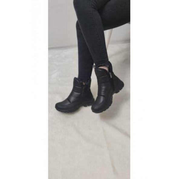 BAYAN SİYAH KAR BOTU YANDAN FERMUARLI KHIONES