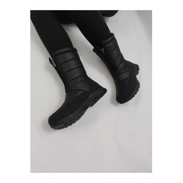 BAYAN SİYAH KAR BOTU ÖNDEN FERMUARLI KHIONES - 2