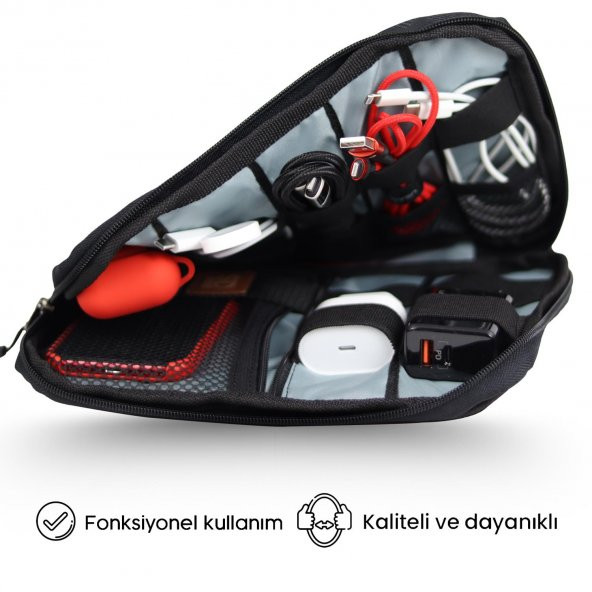 Npo Array Kablo, Makyaj ve Aksesuar Organizer Çantası-Gri - 4