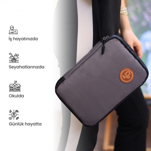 Npo Array Kablo, Makyaj ve Aksesuar Organizer Çantası-Gri - 6