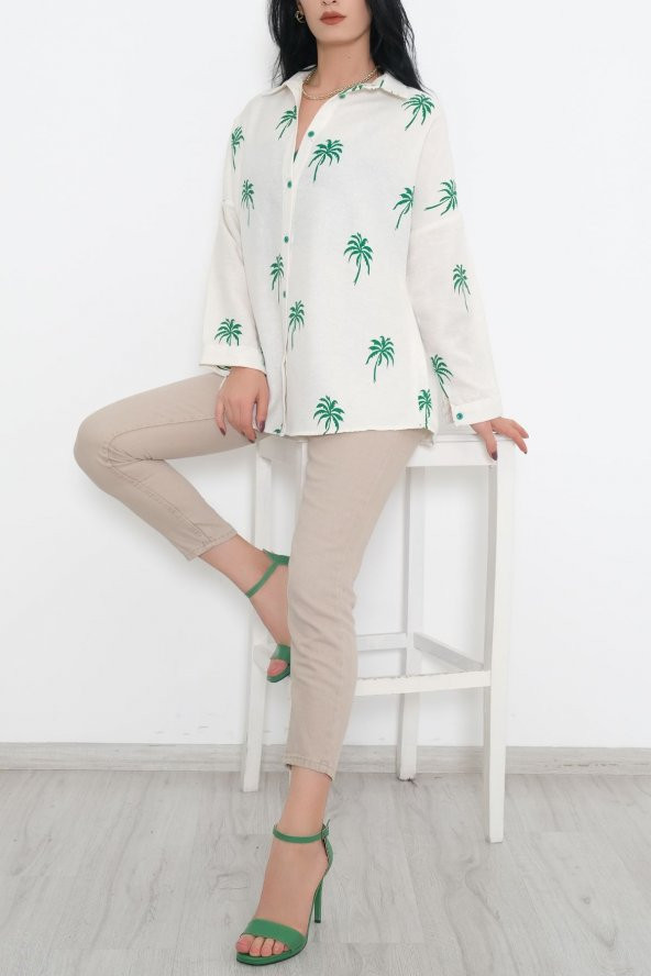 Desenli Gömlek Ekruyeşil - 2384.1610. - 2