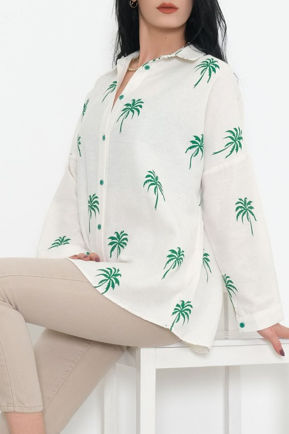 Desenli Gömlek Ekruyeşil - 2384.1610. - 3