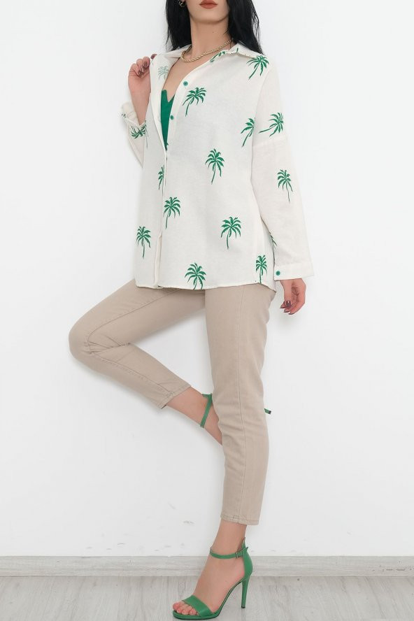 Desenli Gömlek Ekruyeşil - 2384.1610. - 4