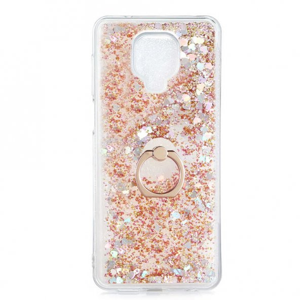 Xiaomi Redmi Note 9S Kılıf Milce Simli Sıvılı Yüzüklü Kapak