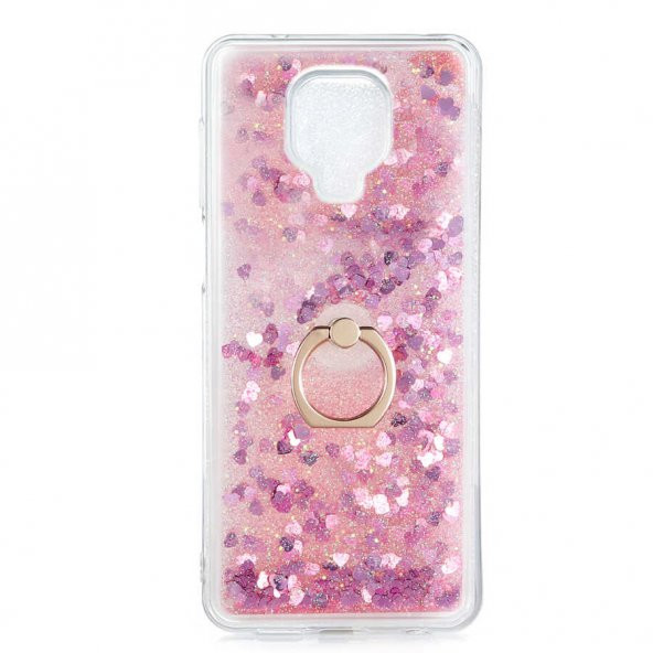 Xiaomi Redmi Note 9S Kılıf Milce Simli Sıvılı Yüzüklü Kapak - 3