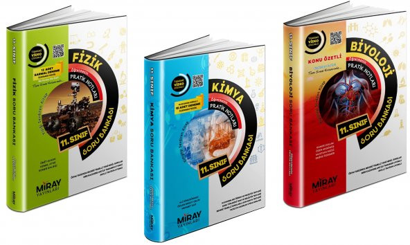 Miray 11. Sınıf Fizik + Kimya + Biyoloji Soru Seti 3 Kitap 2023