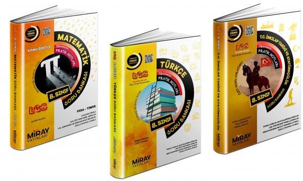 Miray 8. Sınıf Lgs Matematik + Türkçe + İnkılap Soru Seti 3 Kitap 2023
