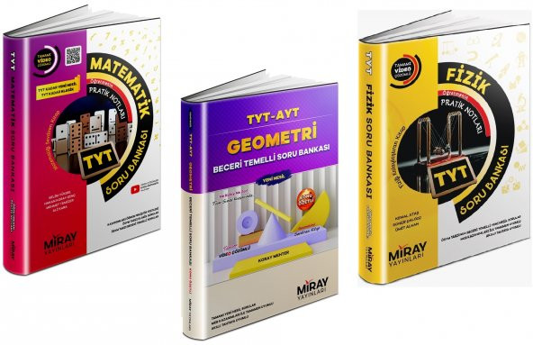 Miray Tyt Matematik + Geometri + Fizik Soru Bankası Seti 3 Kitap 2023
