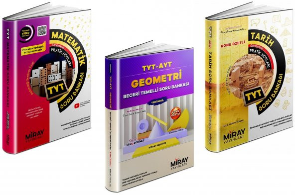 Miray Tyt Matematik + Geometri + Tarih Soru Bankası Seti 3 Kitap 2023