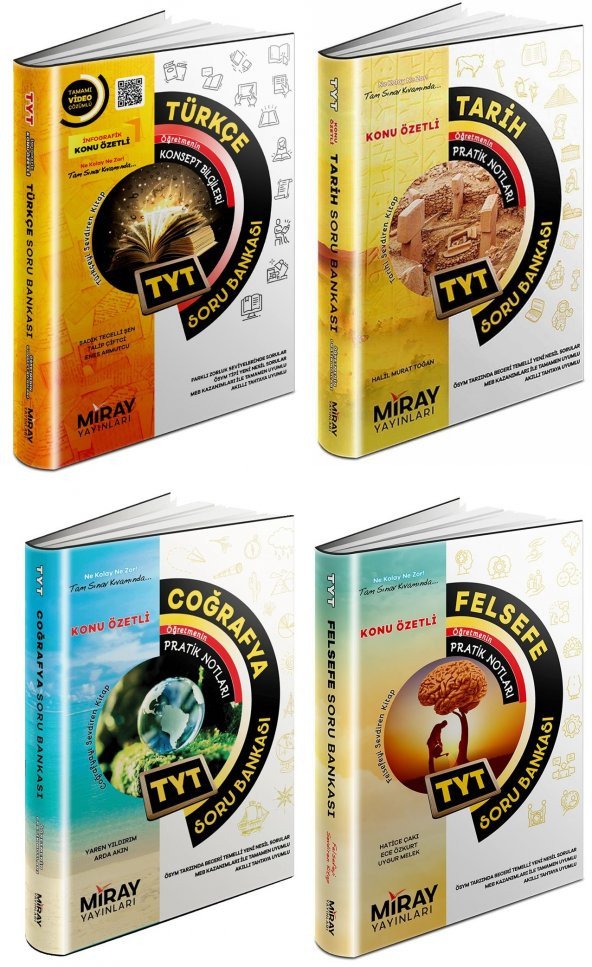 Miray Tyt Türkçe + Tarih + Coğrafya + Felsefe Soru Seti 4 Kitap 2023 - 1