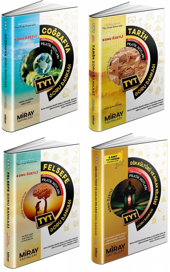 Miray Tyt Tarih + Coğrafya + Felsefe + Din Soru Seti 4 Kitap 2023