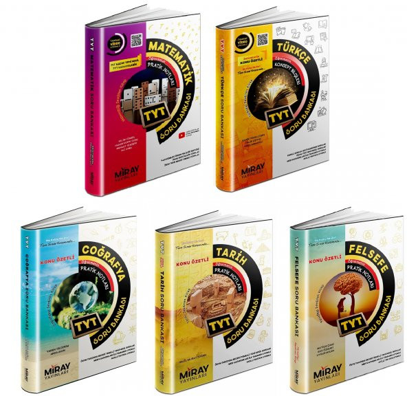 Miray Tyt Matematik + Türkçe + Tarih + Coğrafya + Felsefe Soru Seti 5 Kitap 2023