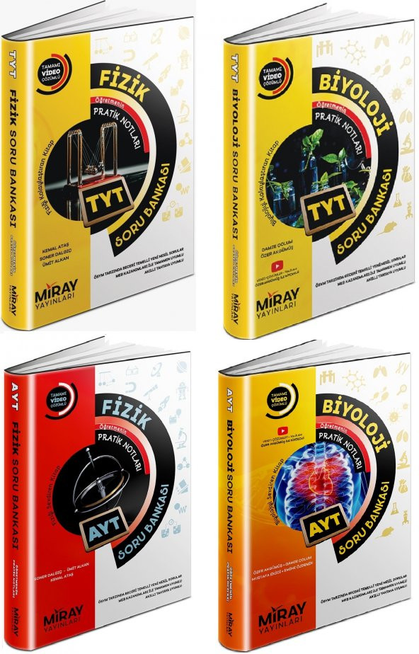 Miray Tyt Ayt Fizik + Biyoloji Soru Bankası Seti 4 Kitap 2023