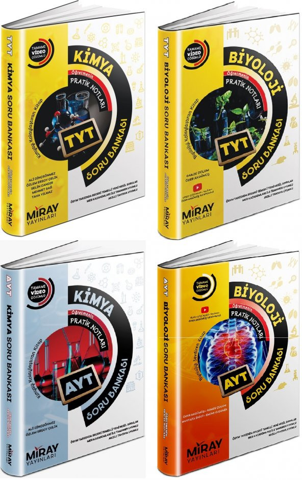 Miray Tyt Ayt Biyoloji + Kimya Soru Bankası Seti 4 Kitap 2023