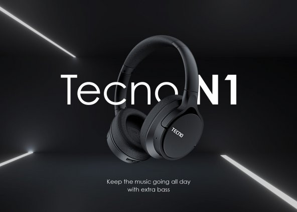 Tecno Nightingale-N1 Kablosuz Wireless Extra Bass Kulaklık Siyah - 8
