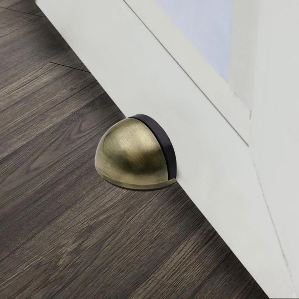 Yarımay Kapı Stoperi Tamponu Yapışkanlı Metal Kapı Stopu Durdurucu Tutucu Antik Sarı - 6