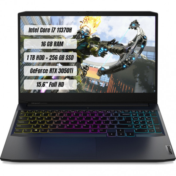 Lenovo IdeaPad Gaming 3 Intel Core i7 11370H 16GB 1TB+256GB SSD RTX3050Ti Freedos 15.6" FHD Taşınabilir Bilgisayar 82K100CKTX