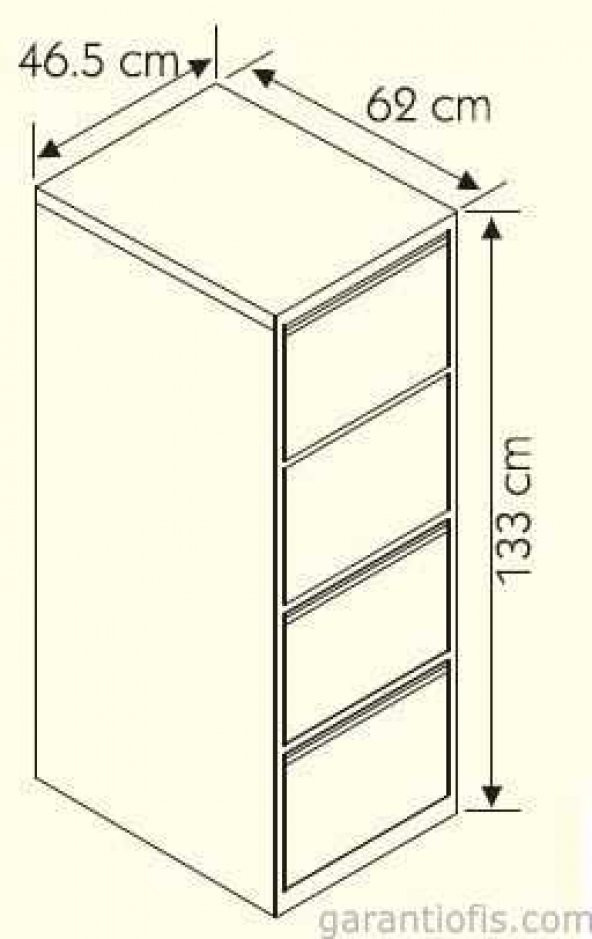 Dört Çekmeceli Metal Kartoteks Askılı Dosya Dolabı Gri - 5