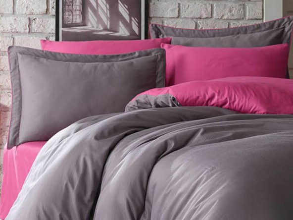 Tuana Pamuk Saten Tek Kişilik Nevresim Takımı Fuşya - Resim 2