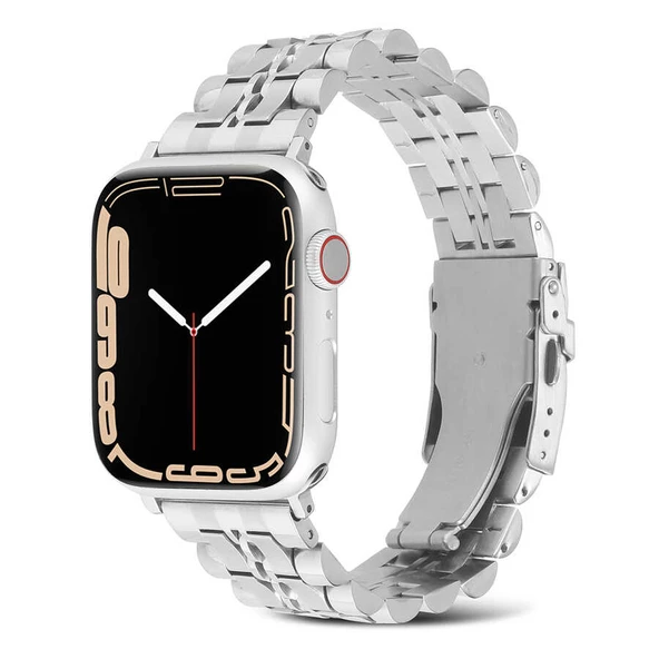 ​​Vendas ​Apple Watch 7 41mm Metal Gövdeli Şerit Baklava Dizaynlı Metal Kordon