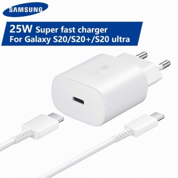 Day Samsung Galaxy A71 Orijinal EP-TA800XWEGWW 25W Type-C Hızlı Şarj Cihazı Beyaz  3A