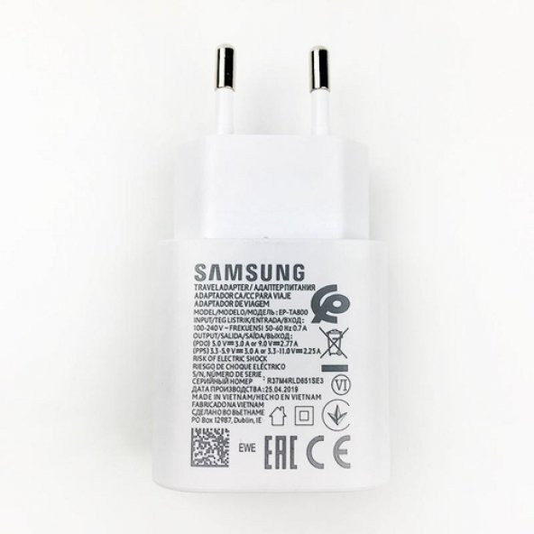Day Samsung Galaxy S21 FE Orij. EP-TA800XWEGWW 25W Type-C Hızlı Şarj Cihazı Beyaz  3A