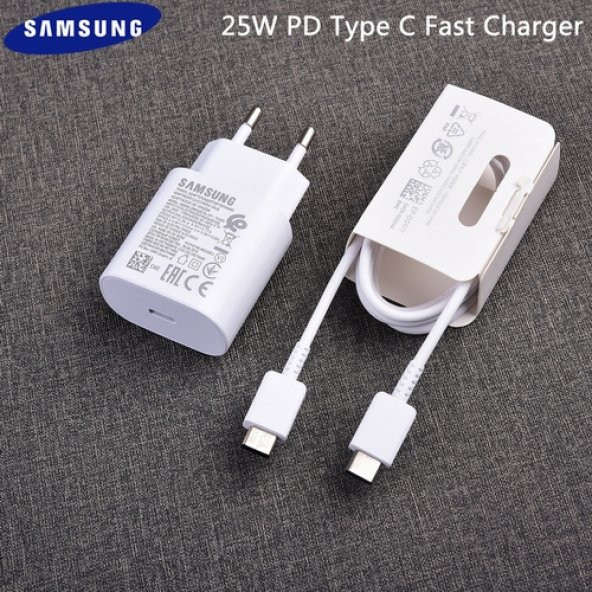 Day Samsung Galaxy A03S Orij. EP-TA800XWEGWW 25W Type-C Hızlı Şarj Cihazı Beyaz  3A