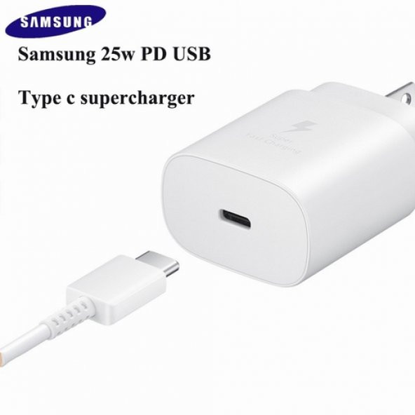 Day Samsung Galaxy M21 Orijinal EP-TA800XWEGWW 25W Type-C Hızlı Şarj Cihazı Beyaz  3A