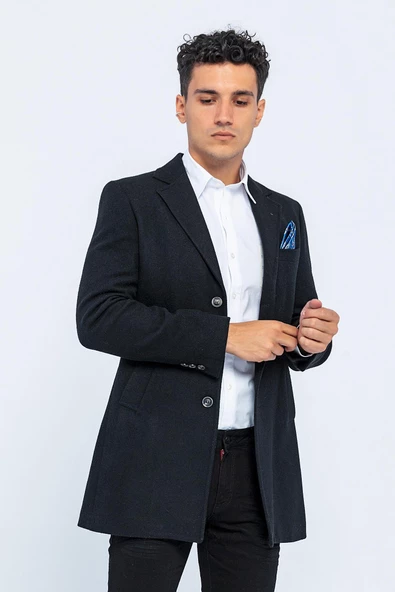 ERKEK CEKMON CAMEL YÜNLÜ İÇİ ASTARLI KABAN SPOR UZUN BLAZER CEKET - 4