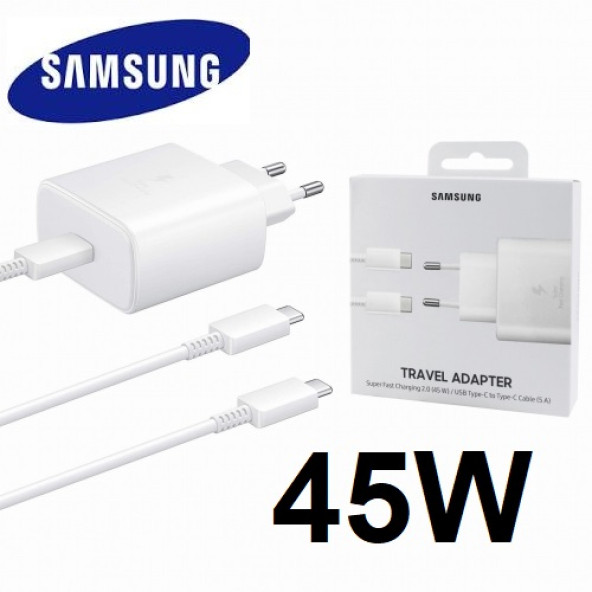 Samsung Galaxy S10 Plus Orij. 45W Type-C Hızlı Şarj Cihazı Beyaz EP-TA845XWEGWW
