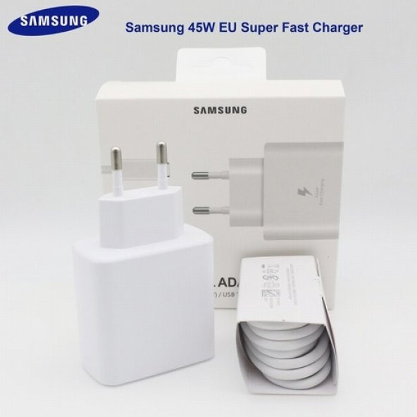Samsung Galaxy A9 2018 Orij.l 45W Type-C Hızlı Şarj Cihazı Beyaz EP-TA845XWEGWW